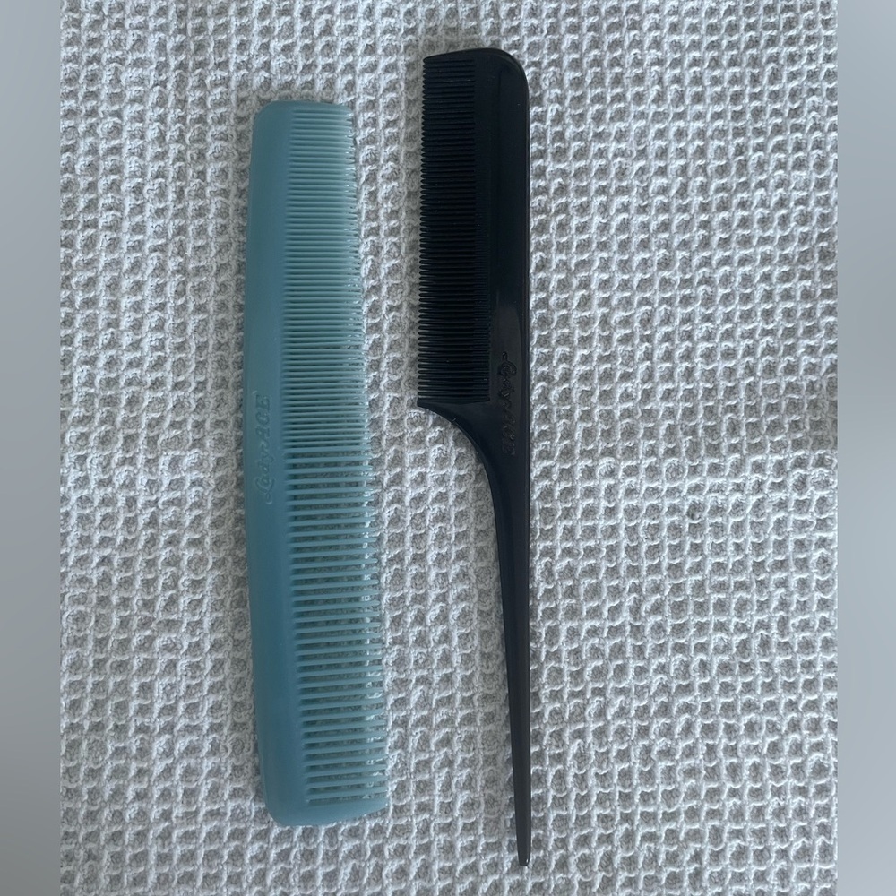 2 Vintage Lady Ace All Purpose Teal Comb And Black Pick Comb Plastic Made In USA